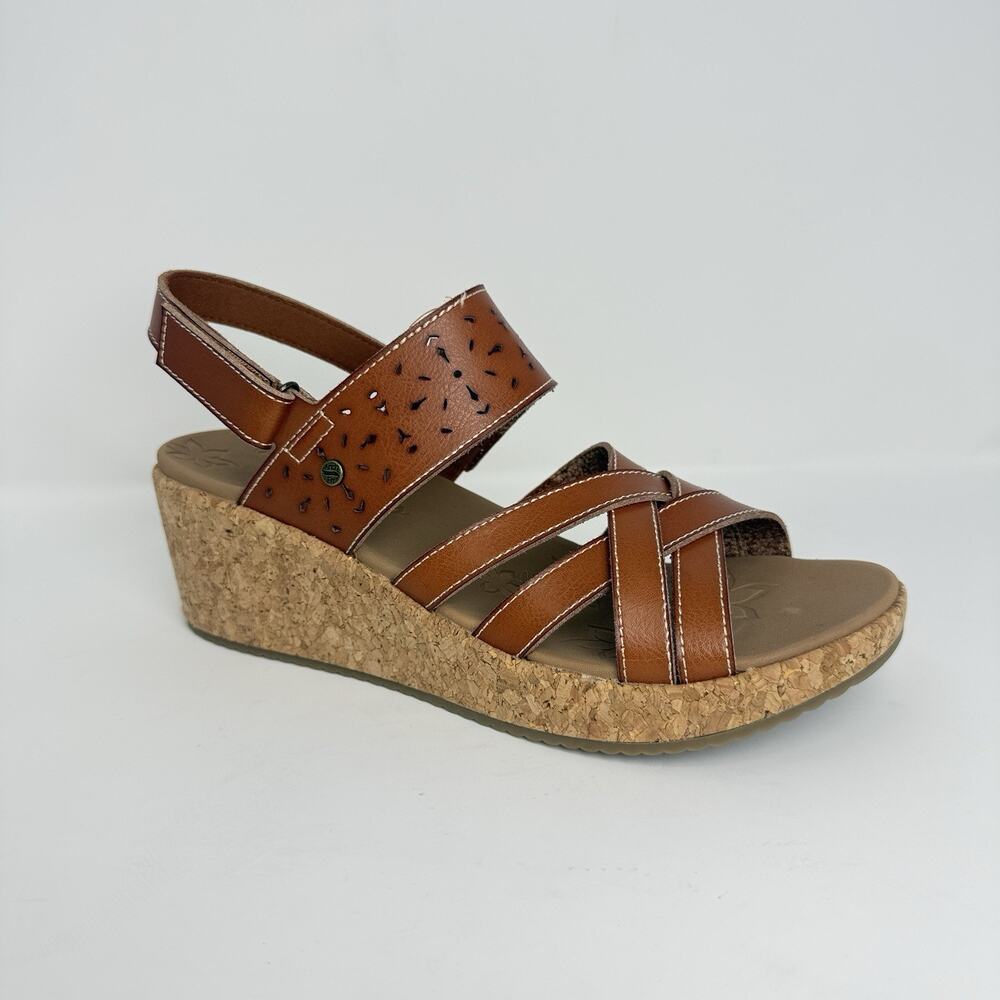 Skechers Arch Fit Beverlee Luggage Women’s 9 Brown Cork Wedge Sandals